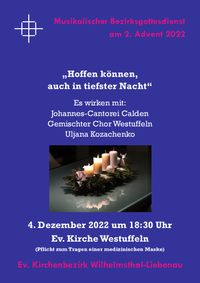 Plakat Musikalischer Bezirksgottesdienst im Advent 2022
